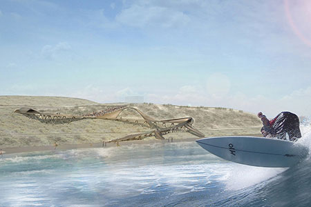 Cut Back Hills is a proposal for an open air elevated wood sculptural bridge providing access through protected wetlands to Trestles beach.