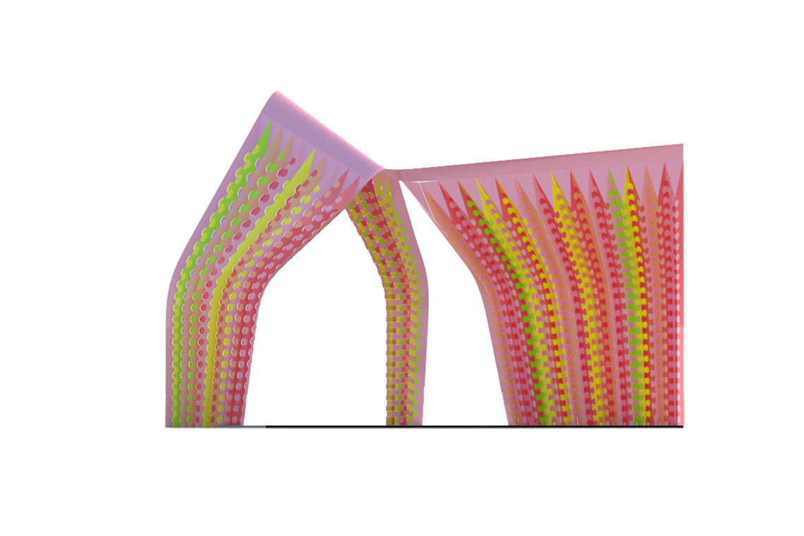 Rockin Pinata side elevation of colorful trifolium shaped Chicago Architecture Biennale proposal by 24d-studio