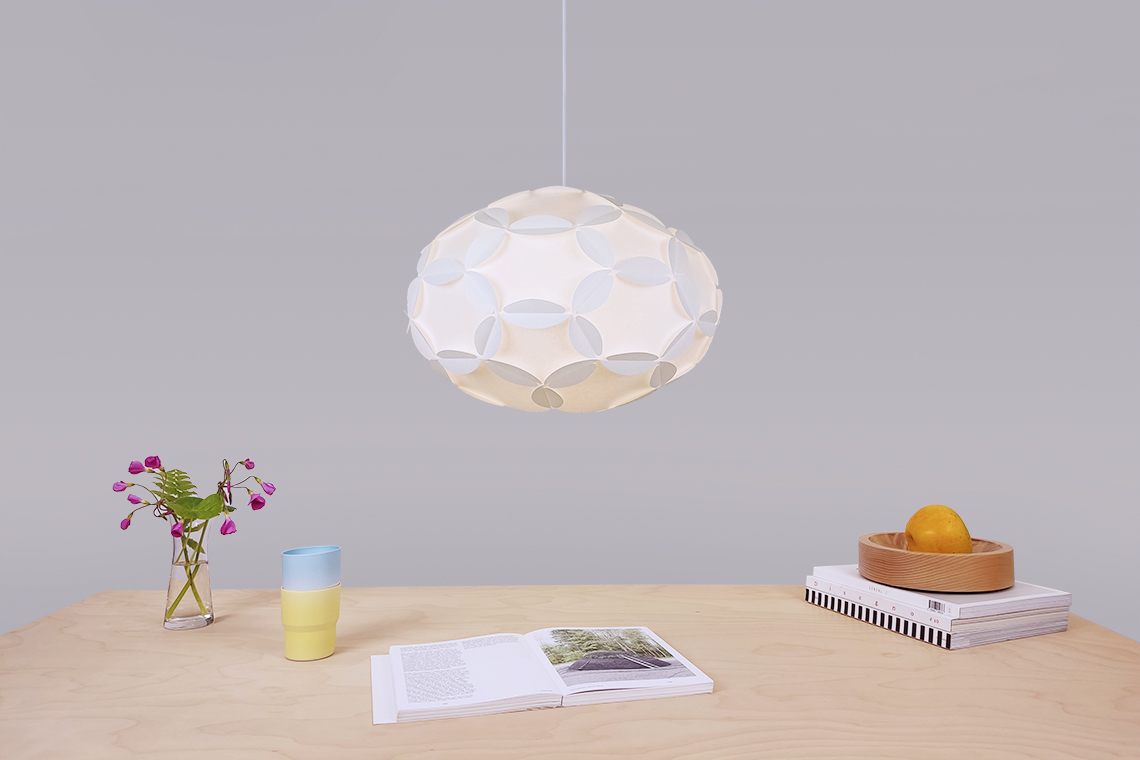 Cloud Lights are washi paper lamps made with 30 white interlocking panels and made by 24d-studio in Japan.