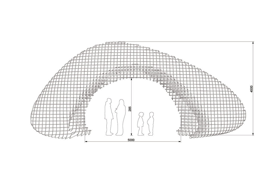 Clouds Up cloud inspired gate frontal elevation drawing showing interlocking structure