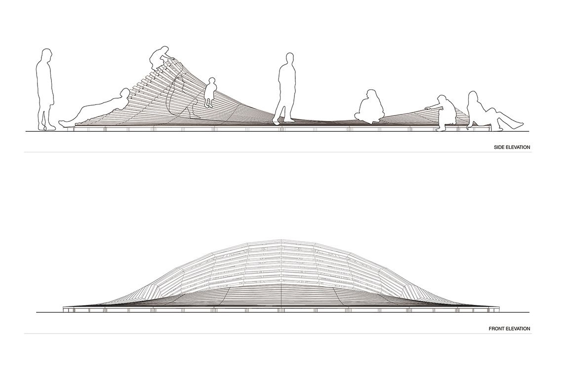 Crater Lake landscape platform elevation line drawing designed by 24d-studio.