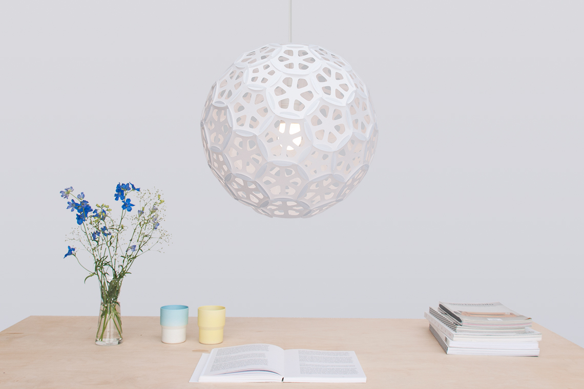 Medium Flower Ball Ceiling Lamp is a sculptural voluminous lamp shade designed and made by 24d-studio.
