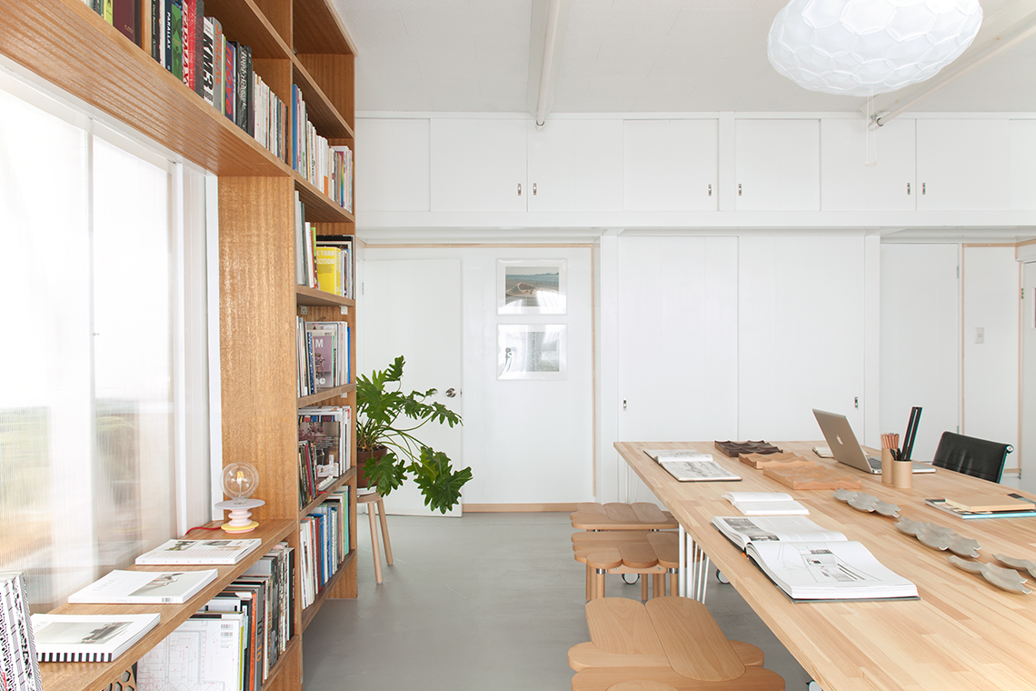 Kobe Studio Interior renovation includes natural materials incorporated into furniture design and finishes.