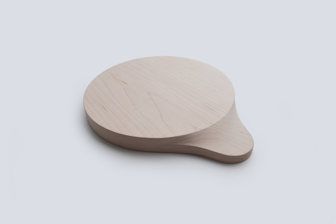 Loops small round wood cutting board and tray handle detail