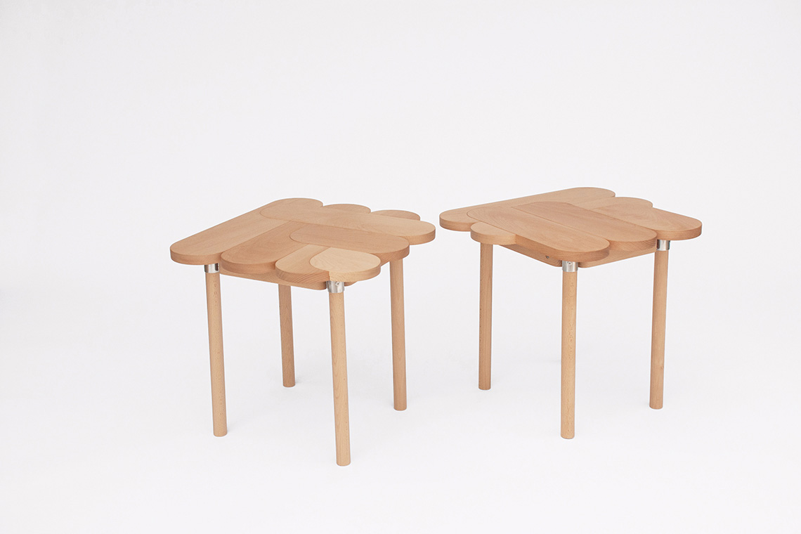 Each Moku plus stool surface can be composed and customized in varying length and width of available hardwood creating a unique figurative profile