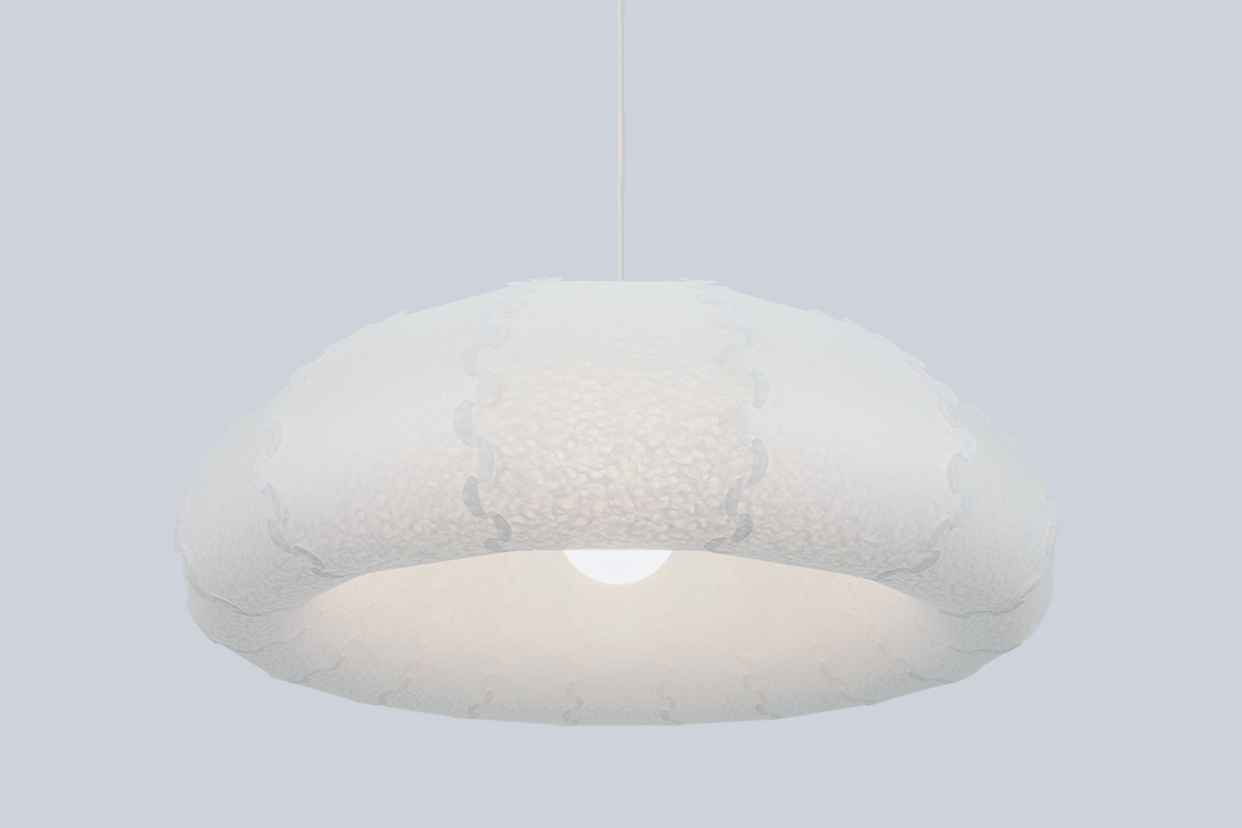 Puff large lamp shade is 60 cm in diameter and is made from laminated rice paper, durable material created in Japan.