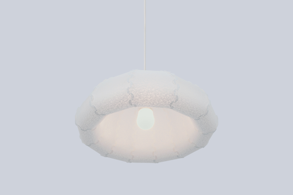 Puff Small bell shaped ceiling lamp is a sculptural voluminous lamp shade designed and made by 24d-studio