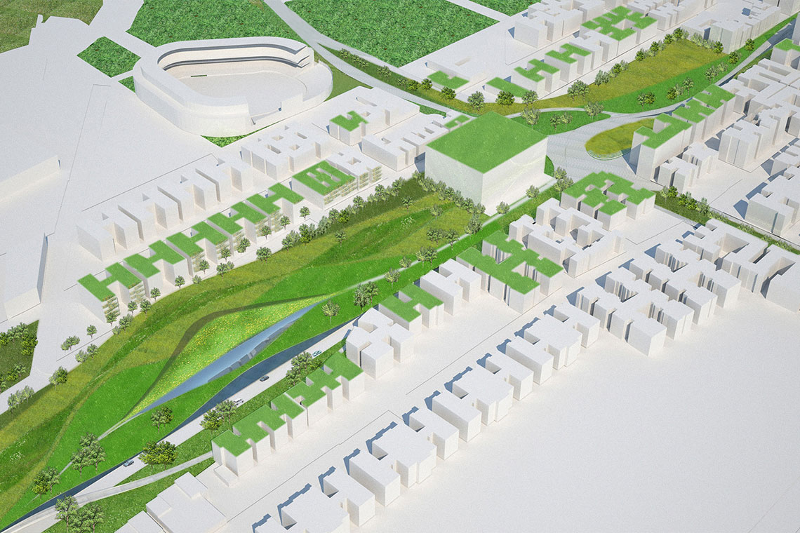 Swell Scape都市計画案は未使用の土地をパブリックに活用させて地域活性化を図る。