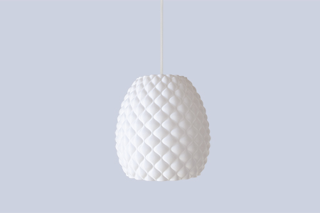 Wave is a sculptural pendant lamp inspired by rippling and shimmering ocean and 3d printed with biodegradable plastic.