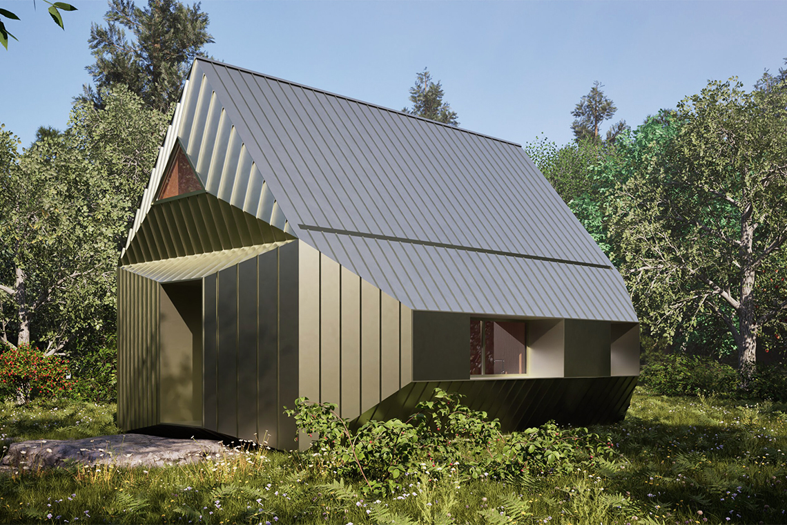 View from kitchen side of the forest cabin located in Hyogo Prefecture of Japan.