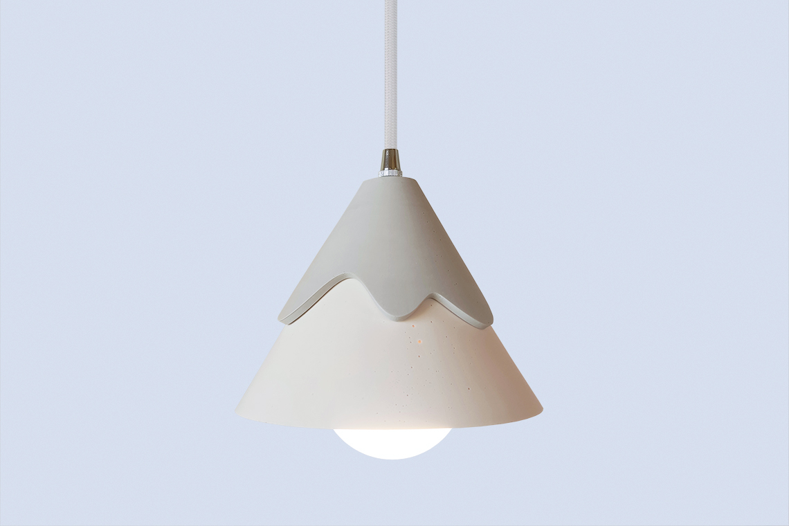 Grey and white Rei Pendant light is inspired by misty mountains of Japan and made by 24d-studio in Japan.