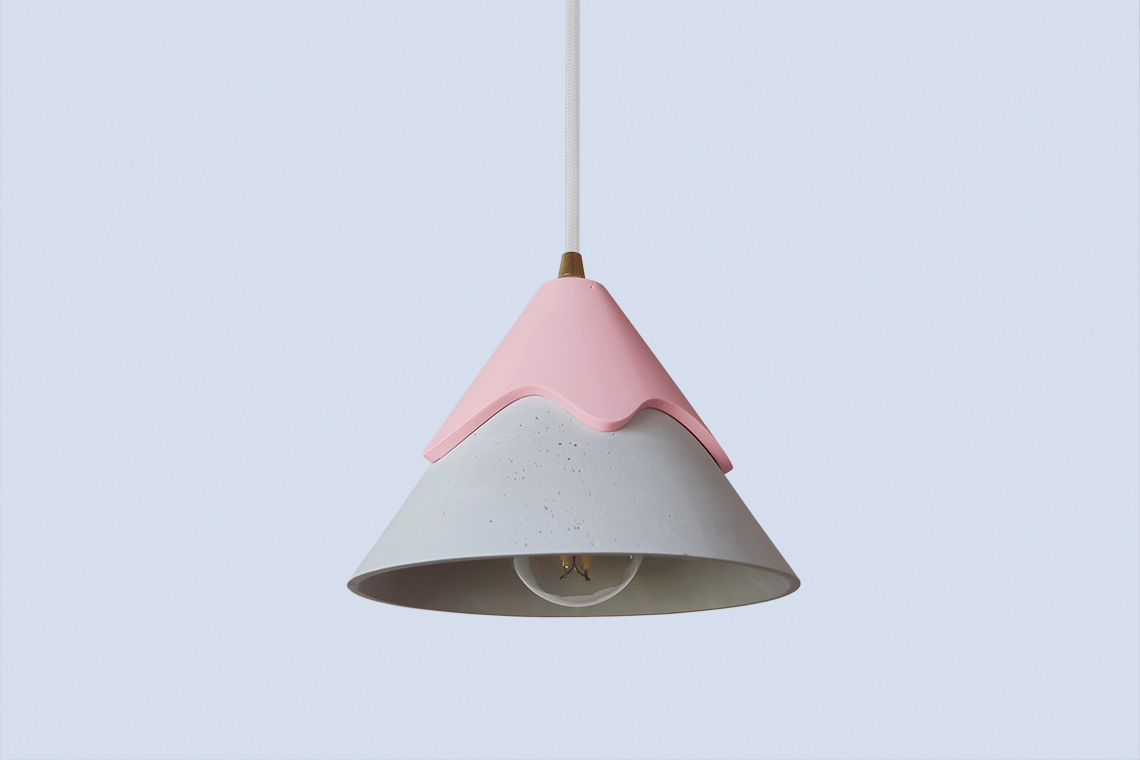 Rei Pendant lamp in pink and grey brings a touch of color into the interior, designed and made by 24d-studio in Japan.