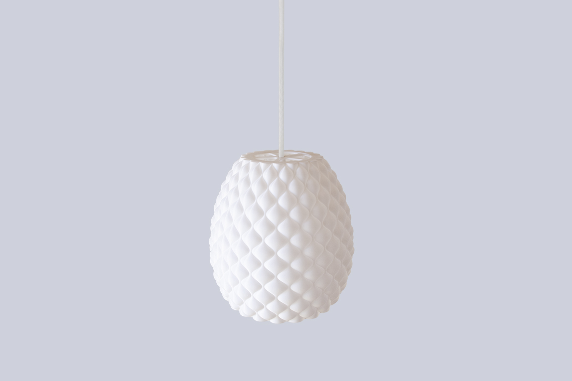 Wave Pendant Lamp is a sculptural compact lamp shade designed and made by 24d-studio.